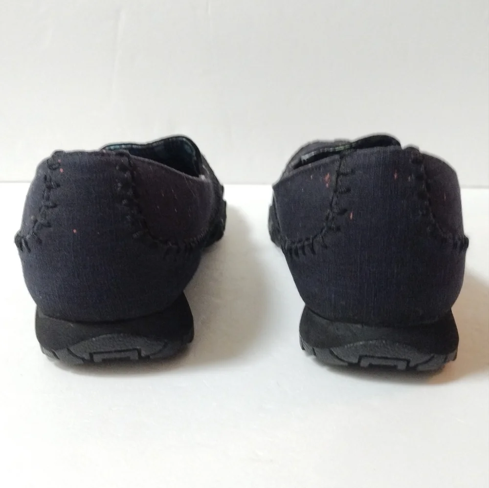 Womens Size 9 Skechers Bikers Cross Walk Shoes Slip On Black Canvas 48944